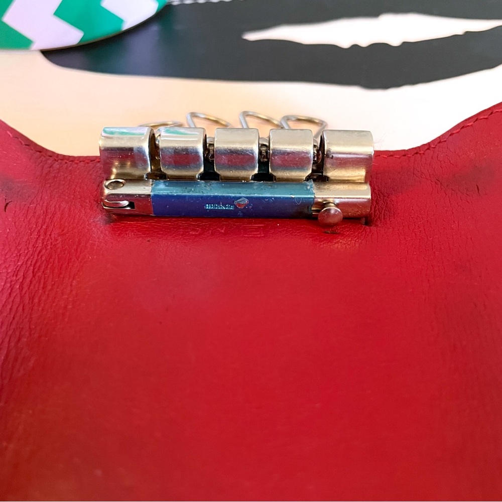 Authentic Hermes Etui Cles Chevre Red Leather 4 Ring Key‎ Case - Picture 8 of 8